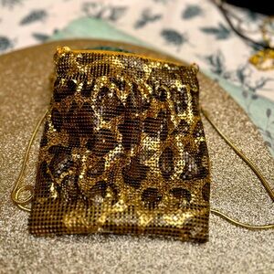 Whiting Davis type leopard print purse